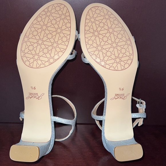 Jewel Badgley Mischka Omari Silver Glitter Party Wedding Formal Block Heel - Picture 12 of 15